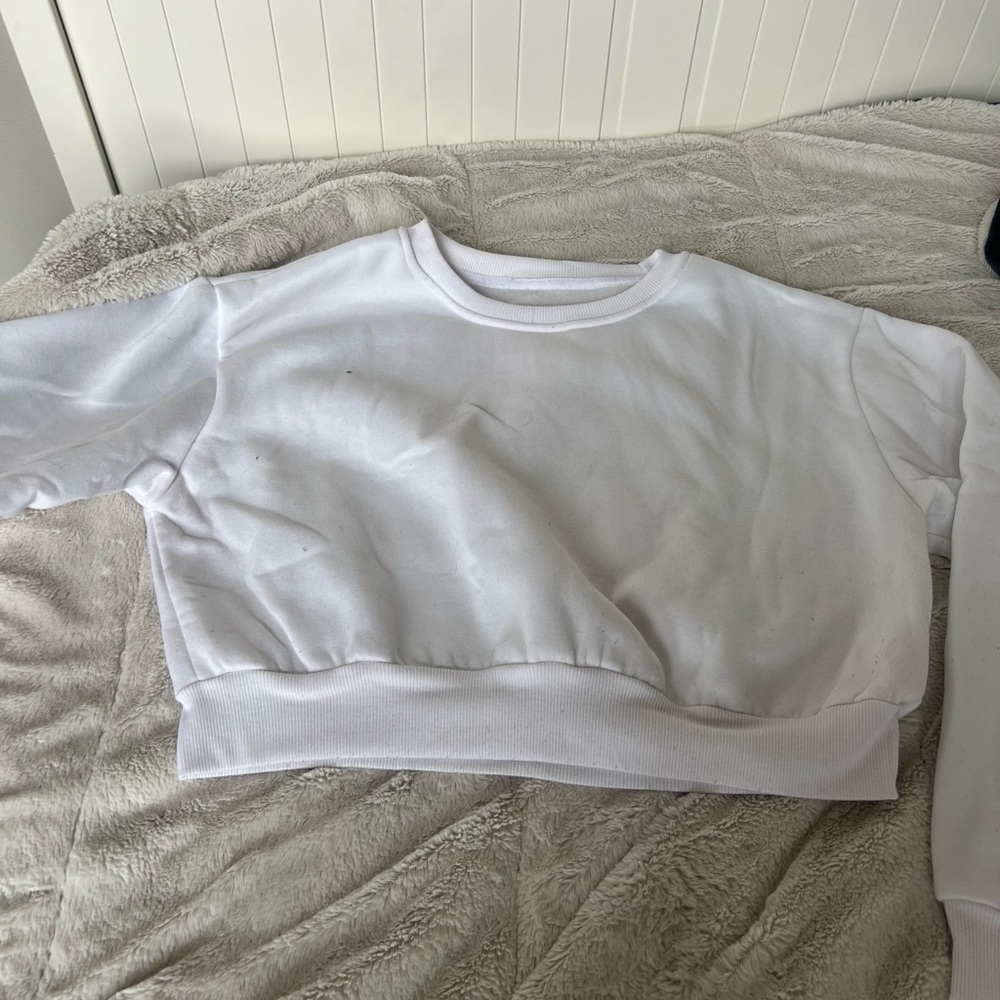 White cropped crew neck